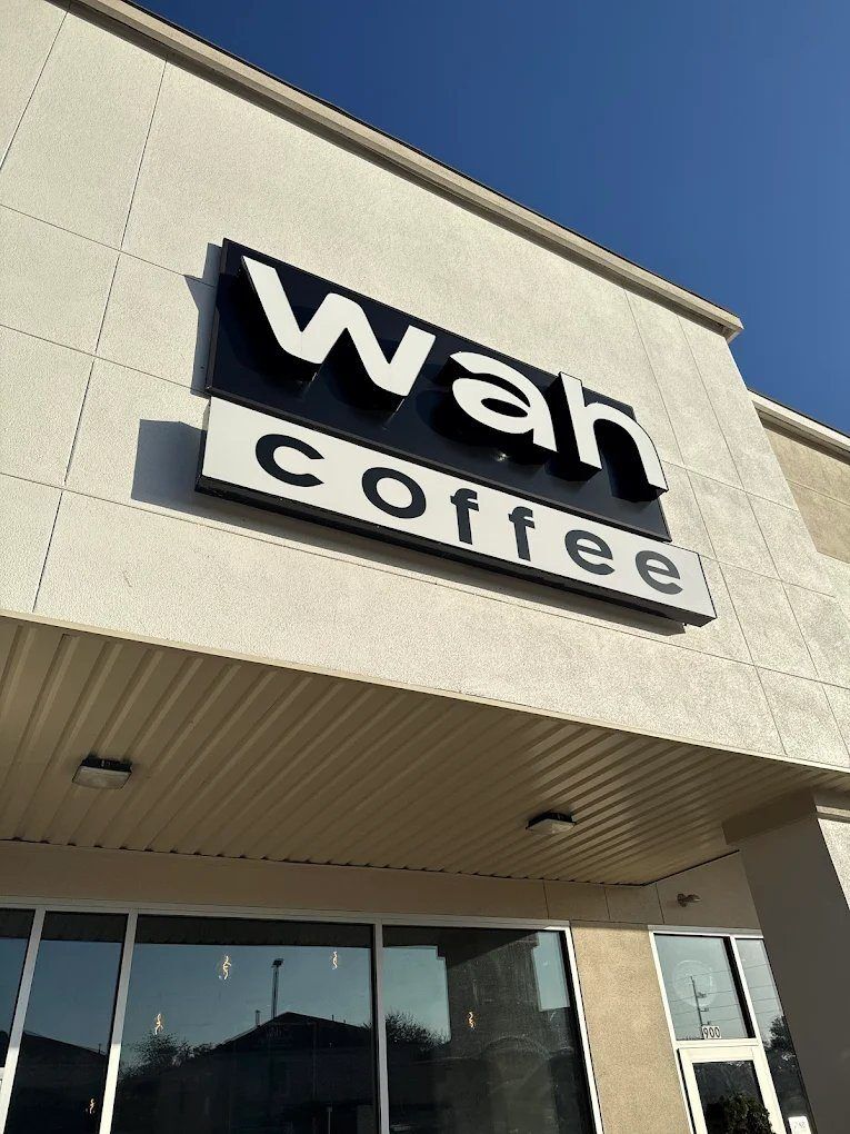 Wah coffee exterior signage in daylight